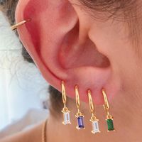 Women's Fashion Square Copper Earrings Inlaid Zircon Zircon Copper Earrings main image 2