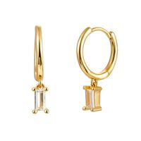 Women's Fashion Square Copper Earrings Inlaid Zircon Zircon Copper Earrings sku image 1