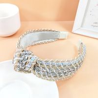 Fashion Argyle Synthetic Fibre Knot Rhinestone Hair Band 1 Piece sku image 1