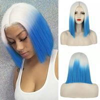 Peluca De Cosplay De Pelo Azul Corto Para Mujeres Negras Peluca De Pelo Liso De Sección Media Peluca Azul Púrpura Natural Peluca Sintética Resistente Al Calor main image 6