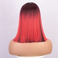 Short Red Hair Green Hair Cosplay Wig For Black Women Straight Hair Mid Section Natural Red Green Wig Heat Resistant Synthetic Wig main image 3