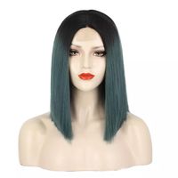 Courte Rouge Cheveux Vert Cheveux Cosplay Perruque Pour Les Femmes Noires Droite Cheveux Mi Section Naturel Rouge Vert Perruque Résistant À La Chaleur Synthétique Perruque main image 6