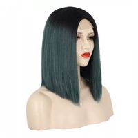 Short Red Hair Green Hair Cosplay Wig For Black Women Straight Hair Mid Section Natural Red Green Wig Heat Resistant Synthetic Wig main image 8