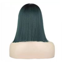 Short Red Hair Green Hair Cosplay Wig For Black Women Straight Hair Mid Section Natural Red Green Wig Heat Resistant Synthetic Wig main image 9