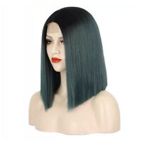 Short Red Hair Green Hair Cosplay Wig For Black Women Straight Hair Mid Section Natural Red Green Wig Heat Resistant Synthetic Wig main image 7