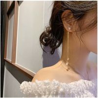 Sweet Tassel Inlaid Pearls Artificial Rhinestones Drop Earrings main image 1