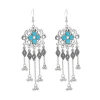 Style Vintage Carré Gland Alliage Incruster Turquoise Boucles D'oreilles main image 7