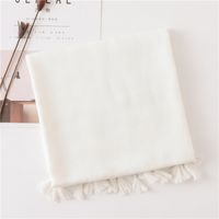Solid Color Nude Powder Shiny Tassel Cotton Linen Scarf Shawl Long Scarf Silk Sunscreen Shawl sku image 1