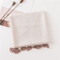 Solid Color Nude Powder Shiny Tassel Cotton Linen Scarf Shawl Long Scarf Silk Sunscreen Shawl sku image 2
