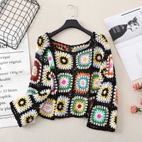 Mujeres Blusa Campesina Manga Larga Jerséis Y Cárdigans Ahuecar Estilo Étnico Geométrico main image 4