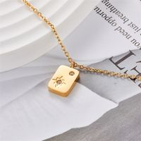 Fashion Six-pointed Star Zircon Geometric Square 18k Gold Plated Pendant Stainless Steel Necklace main image 4