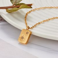 Fashion Six-pointed Star Zircon Geometric Square 18k Gold Plated Pendant Stainless Steel Necklace main image 1