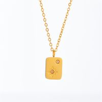 Fashion Six-pointed Star Zircon Geometric Square 18k Gold Plated Pendant Stainless Steel Necklace sku image 1