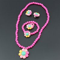 Girls' Necklace Bracelet Four-piece Cartoon Flower Imitation Pearl Necklace Set Wholesale main image 4