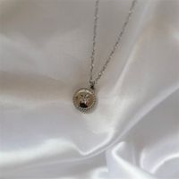 New Style Round Six-pointed Star Stainless Steel Inlaid Zirconium Pendant Necklace main image 4