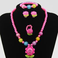 Wholesale Children's Ornaments Sets Of Chain Cartoon Sun Flower Beaded 4-piece Necklace Jewelry Set main image 1