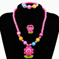Wholesale Children's Ornaments Sets Of Chain Cartoon Sun Flower Beaded 4-piece Necklace Jewelry Set main image 5