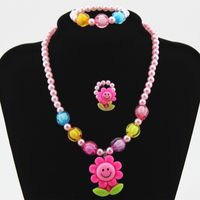 Wholesale Children's Ornaments Sets Of Chain Cartoon Sun Flower Beaded 4-piece Necklace Jewelry Set main image 4