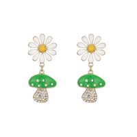 New Style Oil Dripping Diamond Stitching Plate Mushroom Colorful Little Daisy  Earrings sku image 9