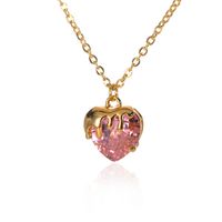 Fashion New Style Multi-color Heart Zircon Pendant Copper Necklace main image 5