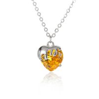 Mode Nouveau Style Multi-couleur Coeur Zircon Pendentif Collier De Cuivre sku image 4