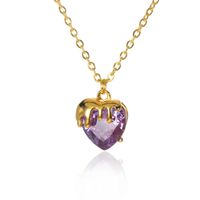 Fashion New Style Multi-color Heart Zircon Pendant Copper Necklace sku image 7