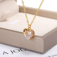 Fashion New Style Multi-color Heart Zircon Pendant Copper Necklace main image 3