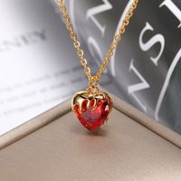 Fashion New Style Multi-color Heart Zircon Pendant Copper Necklace main image 2