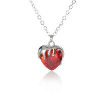 Fashion New Style Multi-color Heart Zircon Pendant Copper Necklace sku image 6