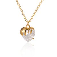 Fashion New Style Multi-color Heart Zircon Pendant Copper Necklace sku image 9