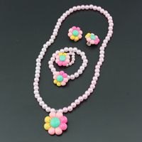 Girls' Necklace Bracelet Four-piece Cartoon Flower Imitation Pearl Necklace Set Wholesale main image 2