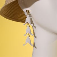 New Style Creative Solid Color Leaves Long Pendant Earrings sku image 1