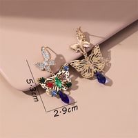New Style Creative Colorized Butterfly Alloy Inlaid Rhinestone Earrings main image 2