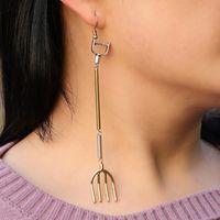 2022 New Creative Metal Fork Shape Pendant Earrings main image 6