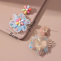 2022 Spring New Candy Color Chiffon Flower Heart Pendant Earrings main image 5