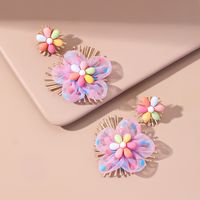 2022 Spring New Candy Color Chiffon Flower Heart Pendant Earrings main image 1