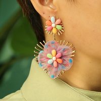 2022 Spring New Candy Color Chiffon Flower Heart Pendant Earrings main image 3