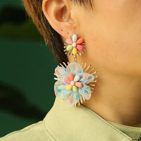 2022 Spring New Candy Color Chiffon Flower Heart Pendant Earrings main image 2