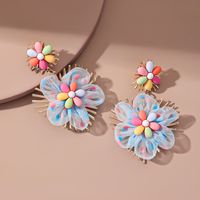 2022 Spring New Candy Color Chiffon Flower Heart Pendant Earrings sku image 1