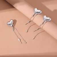 New Style Heart Shape Tassel Pendant Earrings Brooch Two-piece Set main image 6