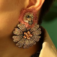 Fashion New Style Crystal Flowers Rhinestone Pendant Earrings main image 5