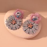 Fashion New Style Crystal Flowers Rhinestone Pendant Earrings sku image 5