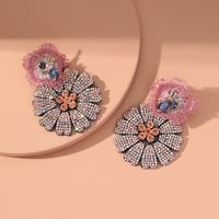 Fashion New Style Crystal Flowers Rhinestone Pendant Earrings main image 4