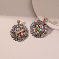 Fashion New Style Crystal Flowers Rhinestone Pendant Earrings sku image 1