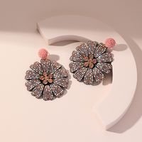 Fashion New Style Crystal Flowers Rhinestone Pendant Earrings sku image 2