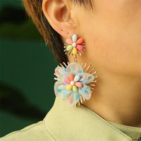 New Ethnic Style Heart Flowers Metal Pendant Earrings sku image 2