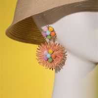 New Ethnic Style Heart Flowers Metal Pendant Earrings sku image 10