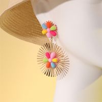 New Ethnic Style Heart Flowers Metal Pendant Earrings sku image 15