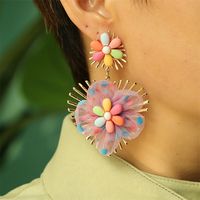 New Ethnic Style Heart Flowers Metal Pendant Earrings sku image 1