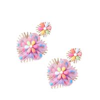 New Ethnic Style Heart Flowers Metal Pendant Earrings main image 2